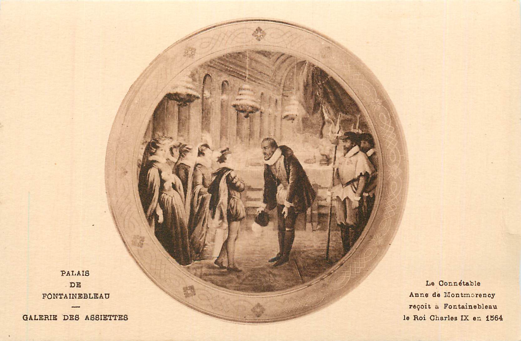 Paleis van Fontainebleau — Galerij van de Schotels — Anna van Montmorency ontvangt koning Karel IX in 1564